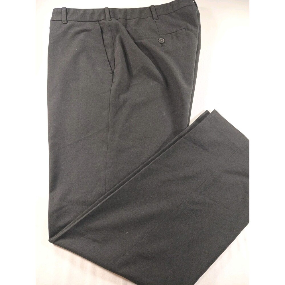 Van Heusen Dress Pants Men Black Wool Straight Cut 34x30